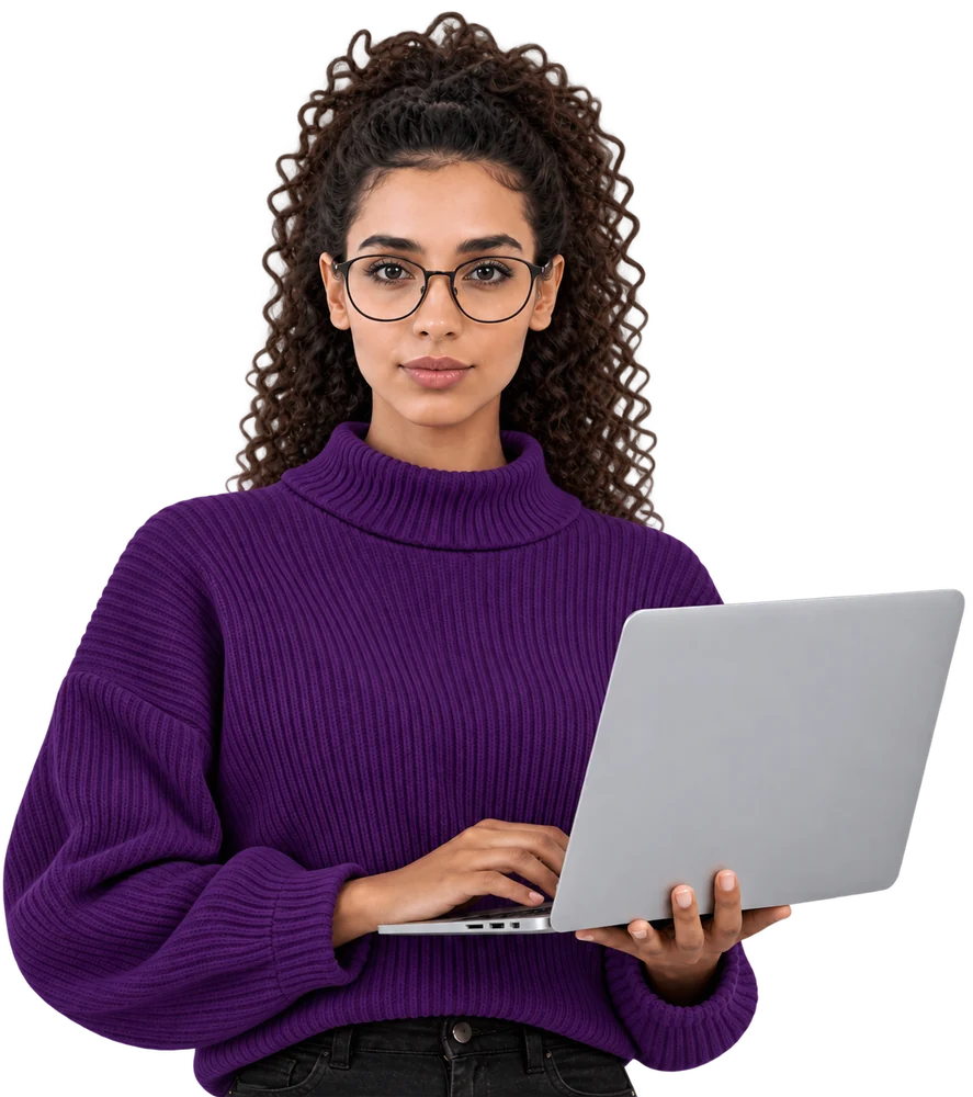 Étudiante Estudech avec son ordinateur portable